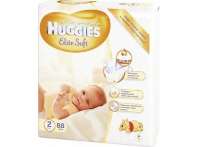 Подгузники HUGGIES Newborn elite soft mega 2 (3-6кг), 88шт