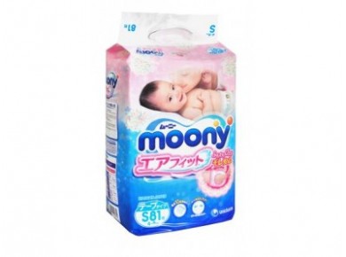 Подгузники MOONY S З (4-8кг), 81шт