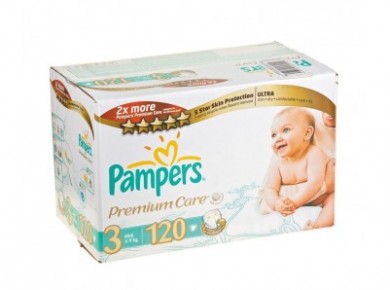 Подгузники PAMPERS Premium care midi 3 (4-9кг), 120шт