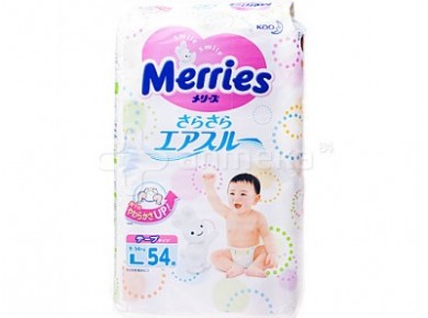 Подгузники MERRIES L (9-14кг), 54шт