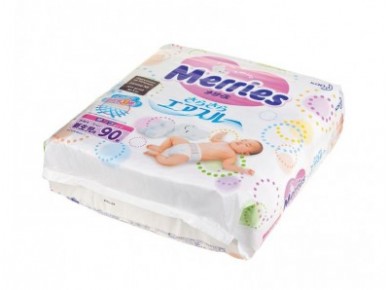 Подгузники MERRIES для новорожденных 1 (до 5 кг), 90шт