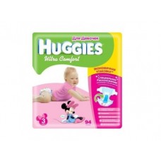 Подгузники HUGGIES Ultra comfort для девочек 3 (5-9кг), 94шт