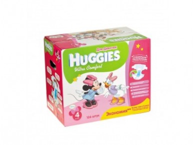 Подгузники HUGGIES Ultra Comfort для девочек 4 (8-14кг), 126шт