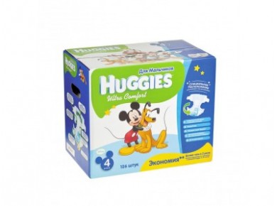 Подгузники HUGGIES Ultra comfort для мальчиков 4 (8-14кг), 126шт