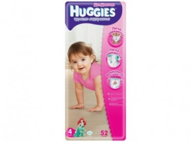 Трусики-подгузники HUGGIES для девочек 4 (9-14кг), 52шт