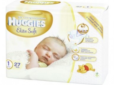 Подгузники HUGGIES Elite Soft 1 (до 5кг), 27шт