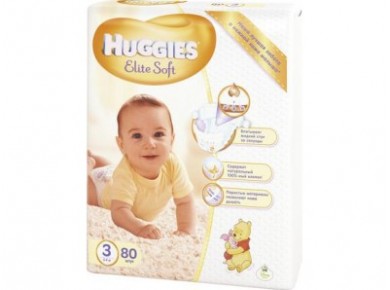 Подгузники HUGGIES Elite Soft 3 (5-9кг), 80шт