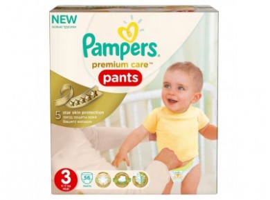 Подгузники-трусики PAMPERS Premium care midi 3 (6-11кг), 56шт