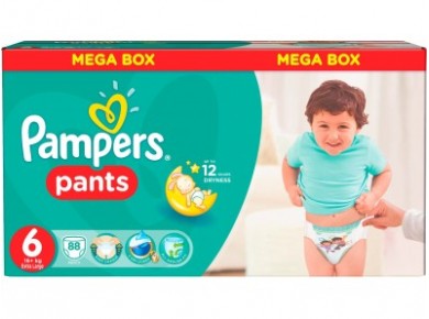 Подгузники-трусики PAMPERS 6 (16+кг), 88шт