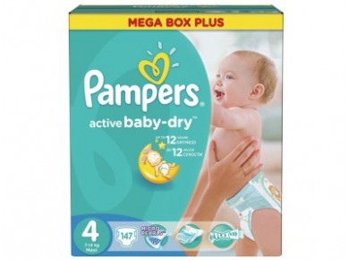 Подгузники PAMPERS Active baby maxi 4 (7-14 кг), 147 шт