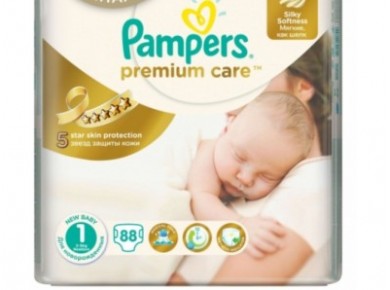 Подгузники PAMPERS Premium care newborn 1 (2-5кг), 88шт