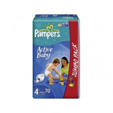 Подгузники PAMPERS Active baby jumbo maxi 4 (7-14кг), 70шт