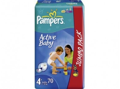Подгузники PAMPERS Active baby jumbo maxi 4 (7-14кг), 70шт