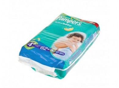 Подгузники PAMPERS Active baby maxi plus 4 (9-16кг), 62шт