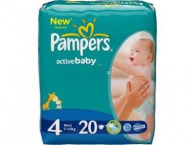 Подгузники PAMPERS Active baby maxi 4 (7-14кг), 20шт