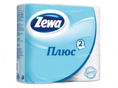 Туалетная бумага ZEWA PLUS Белая, 4шт