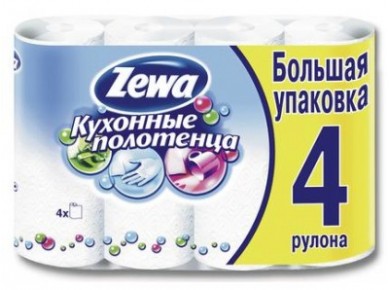 Полотенца кухонные ZEWA 2-слойные, 4шт