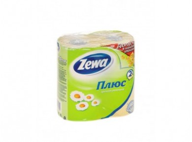 Туалетная бумага ZEWA 2 слоя ромашка, 4 шт