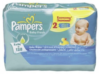 Салфетки PAMPERS sensitive сменный блок, 2х56шт