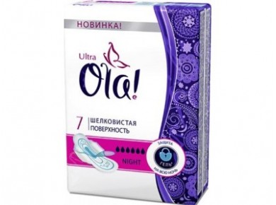 Прокладки ОLА!ultra night с шелковистой поверхностью, 7шт