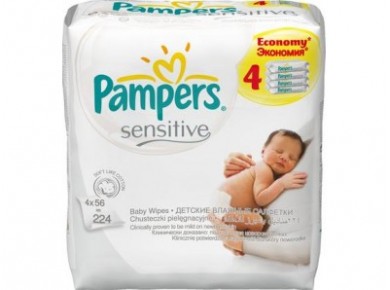 Влажные Салфетки PAMPERS SENSITIVE (3+1)х56