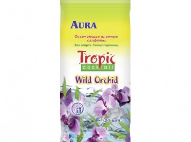 Влажные салфетки AURA Tropic Coctail, 20шт