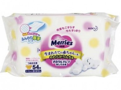 Влажные салфетки MERRIES, 54шт