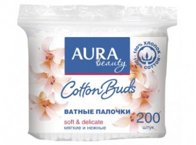 Ватные палочки AURA, 200шт