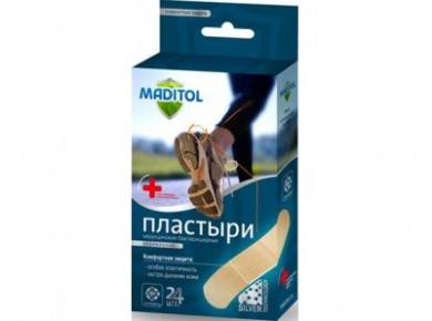 Пластыри MADITOL медицинские бактерицидные, 24 шт