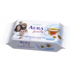 Влажные салфетки AURA family, 63шт