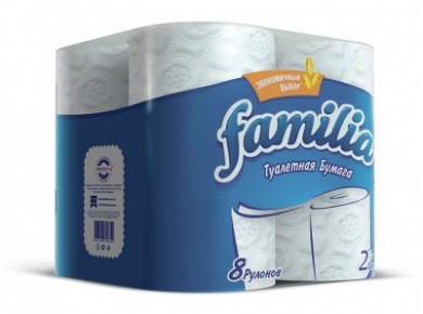 Туалетная бумага FAMILIA белая 2 слоя 8 рулонов