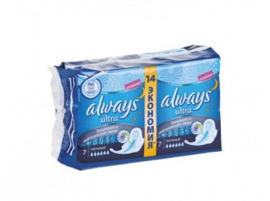 Прокладки ALWAYS ultra night duo, 14шт