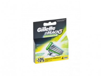 Кассеты сменные для бритья GILLETTE mach3 sens ,  4шт