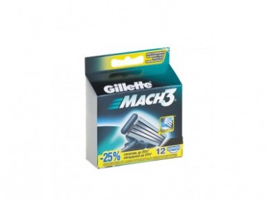 Кассеты сменные для бритья GILLETTE mach3, 12шт