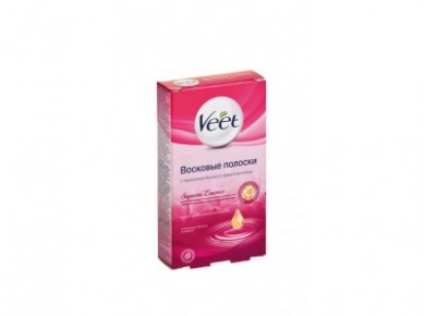 Восковые полоски VEET для Линии Бикини и Подмышек с Ароматом Бархатной Розы, 14 шт