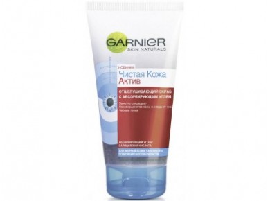 Отшелушивающий скраб GARNIER Чистая кожа с абсорбирующим углем, 250мл