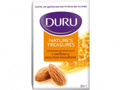 Увлажняющее крем-мыло DURU NATURE'S с медом и маслом миндаля, 90г