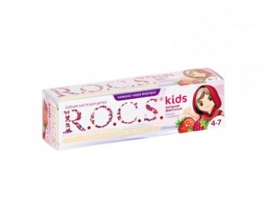 Зубная паста ROCS Малина и Клубника для детей, 45г