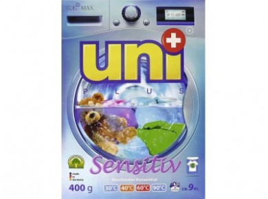 Стиральный порошок концентрированный UNIPLUS Sensitive, 400г