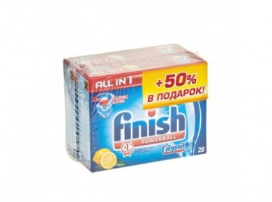 Таблетки для посудомоечной машины FINISH All In One Лимон, 28 таблеток