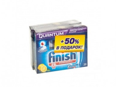 Таблетки для посудомоечной машины FINISH Quantum, 20 таблеток