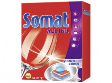 Таблетки для посудомоечных машин SOMAT Аll in one, 56шт