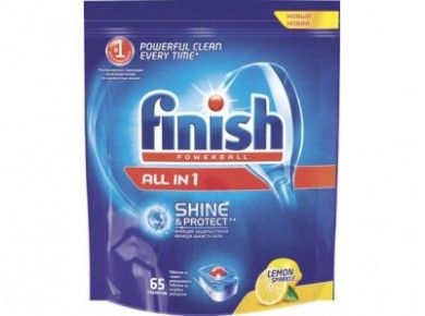 Таблетки для посудомоечной машины FINISH All in 1 Лимон, 65шт