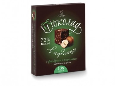 Шоколад в кубиках OZERA с фундуком в карамели, 108г, 1 штука