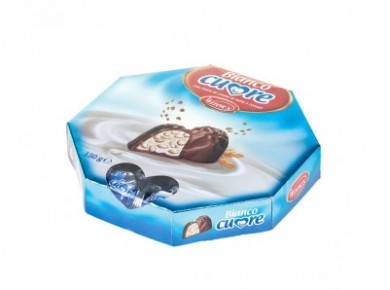 Шоколадные конфеты BIANCO CUORE крем и воздушный рис, 150г, 1 штука