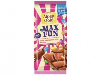 Шоколад ALPEN GOLD MAX FUN Арахис, 160г, 1 упаковка