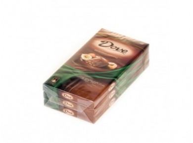 Шоколад DOVE молочный с фундуком, 100г, 3 штуки