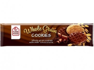 Печенье FINE FOOD Whole Grain овсяное с молочным с шоколадом, 200г, 1 штука