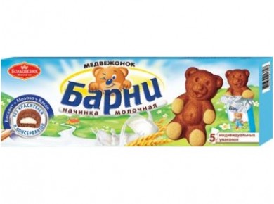 Бисквиты БАРНИ с молочной начинкой, 150г, 1 штука