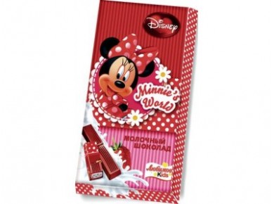 Шоколад DISNEY Minnie and World молочный с клубникой, 100г, 1 штука